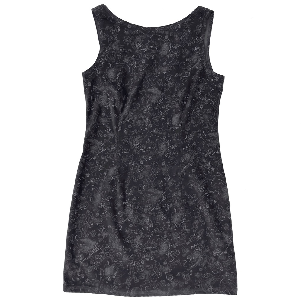 Vintage 90s David Wayne Black Floral Paisley Sleeveless Grunge Minidress
